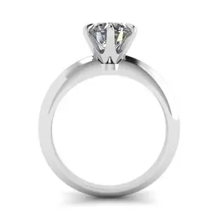 Anillo de compromiso de 6 puntas con diamantes redondos en oro blanco - Photo 1