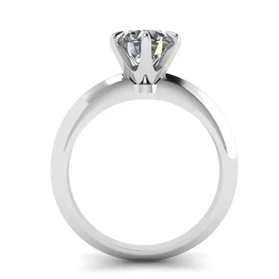 Anillo de compromiso de 6 puntas con diamantes redondos en oro blanco,  Ampliar imagen 2