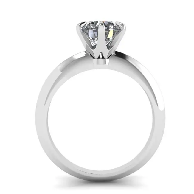 Anillo de compromiso de 6 puntas con diamantes redondos en oro blanco - Photo 1
