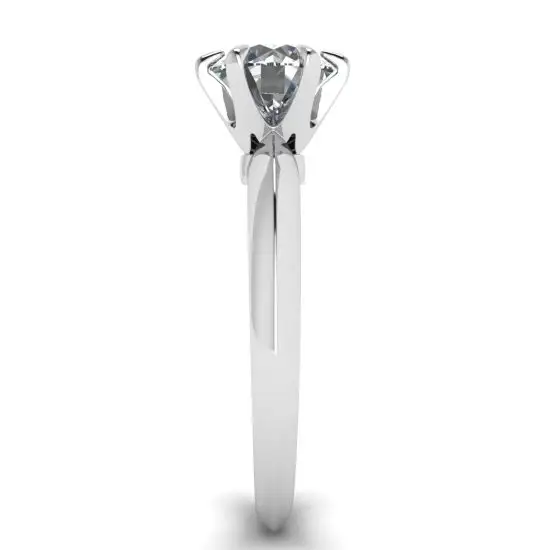 Anillo de compromiso de 6 puntas con diamantes redondos en oro blanco,  Ampliar imagen 3