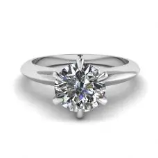Anillo de compromiso de 6 puntas con diamantes redondos en oro blanco
