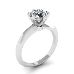 Anillo de compromiso de 6 puntas con diamantes redondos en oro blanco - Photo 3