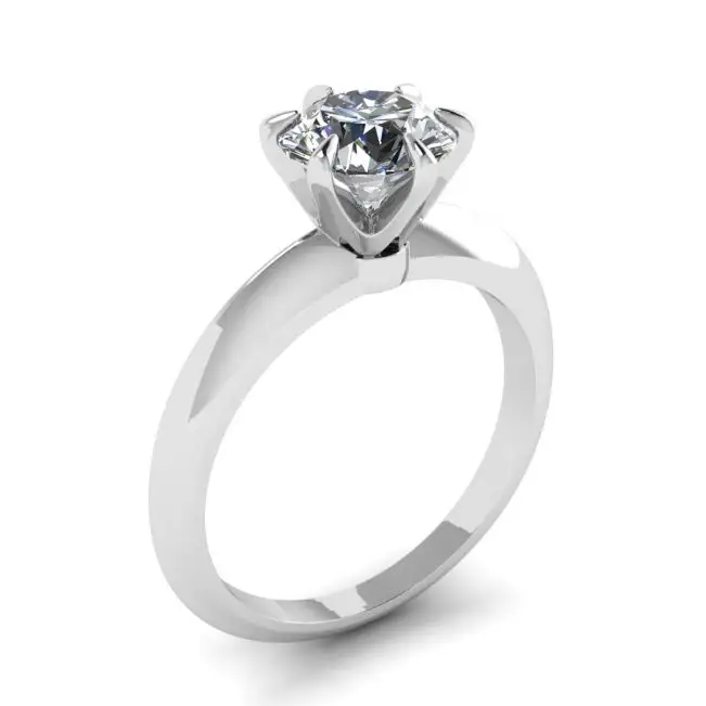 Anillo de compromiso de 6 puntas con diamantes redondos en oro blanco - Photo 3