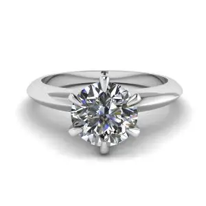 Anillo de compromiso de 6 puntas con diamantes redondos en oro blanco