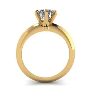 Anillo de compromiso de 6 puntas con diamantes redondos en oro amarillo - Photo 1
