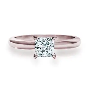 Anillo de compromiso de diamantes talla princesa