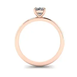 Anillo solitario clásico con diamante ovalado en oro rosa - Photo 1