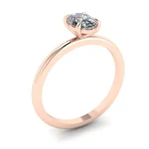 Anillo solitario clásico con diamante ovalado en oro rosa - Photo 3