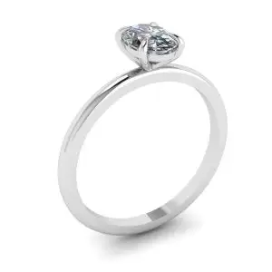 Anillo Solitario Clásico con Diamante Ovalado en Oro Blanco - Photo 3