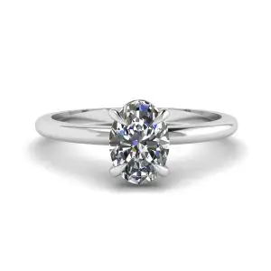Anillo Solitario Clásico con Diamante Ovalado en Oro Blanco