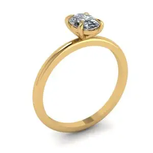 Anillo Solitario Clásico con Diamante Ovalado en Oro Amarillo - Photo 3