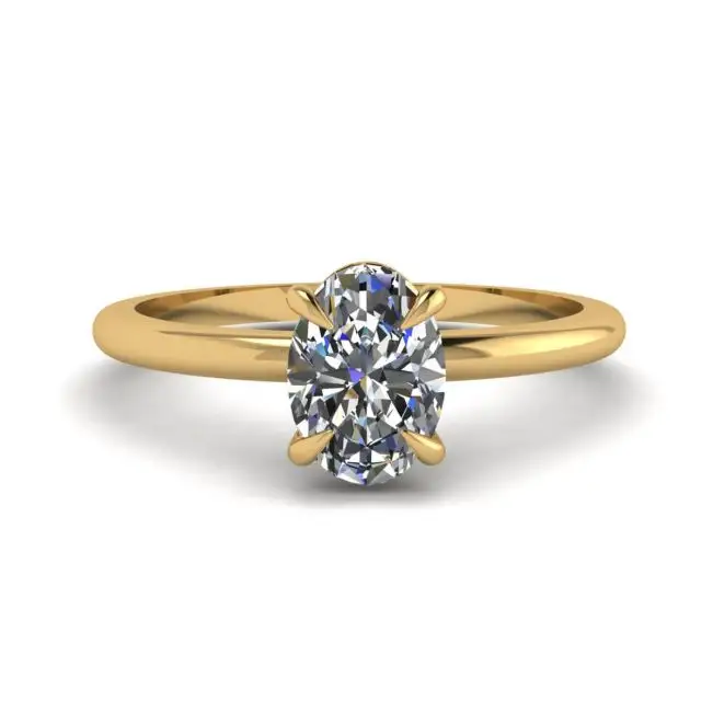 Anillo Solitario Clásico con Diamante Ovalado en Oro Amarillo