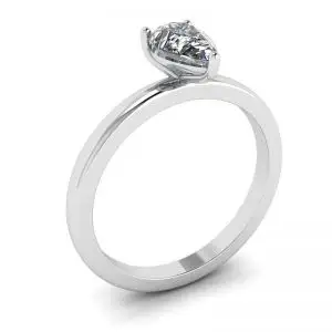 Anillo solitario clásico con diamantes y pera - Photo 3