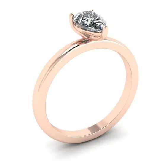 Anillo clásico con solitario de diamante y pera en oro rosa,  Ampliar imagen 4