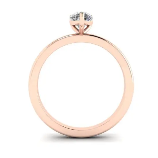 Anillo clásico con solitario de diamante y pera en oro rosa,  Ampliar imagen 2
