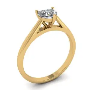 Anillo Solitario Corazón Diamante Clásico Oro Amarillo - Photo 3