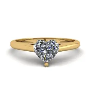 Anillo Solitario Corazón Diamante Clásico Oro Amarillo