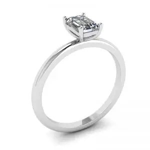 Anillo Diamante Talla Esmeralda Oro Blanco - Photo 3