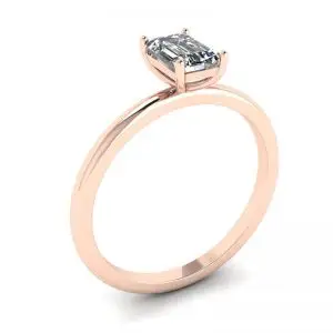Anillo Diamante Talla Esmeralda Oro Rosa - Photo 3