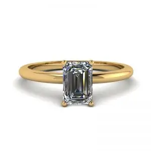 Anillo Diamante Talla Esmeralda Oro Amarillo