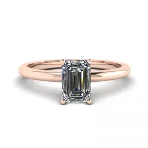 Anillo Diamante Talla Esmeralda Oro Rosa