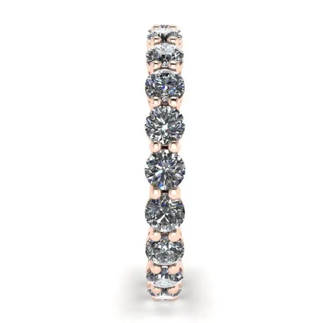 Anillo de eternidad clásico de diamantes de 3 mm en oro rosa - Photo 2