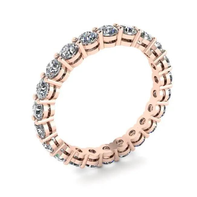Anillo de eternidad clásico de diamantes de 3 mm en oro rosa - Photo 3