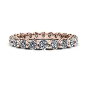 Anillo de eternidad clásico de diamantes de 3 mm en oro rosa