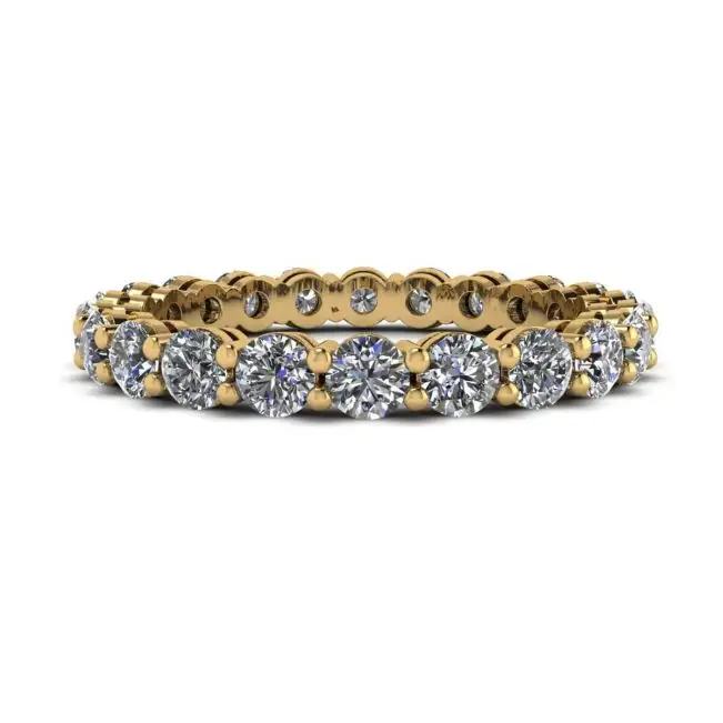 Anillo de eternidad clásico de diamantes de 3 mm en oro amarillo