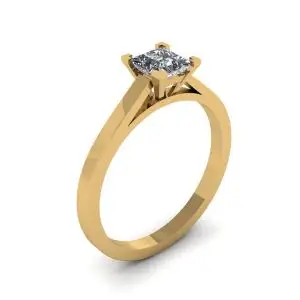 Anillo de diamantes talla princesa en oro amarillo de 18 quilates - Photo 3