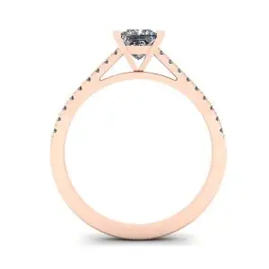 Anillo de compromiso con pavé festoneado de talla princesa en oro rosa - Photo 1
