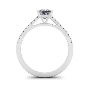 Anillo de compromiso con pavé festoneado de talla princesa - Photo 1
