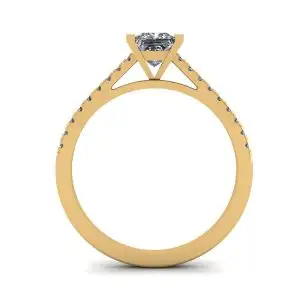 Anillo de compromiso con pavé festoneado de talla princesa en oro amarillo - Photo 1