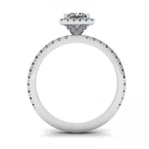 Anillo de compromiso de diamantes con halo flotante de talla princesa - Photo 1