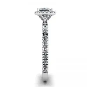 Anillo de compromiso de diamantes con halo flotante de talla princesa - Photo 2