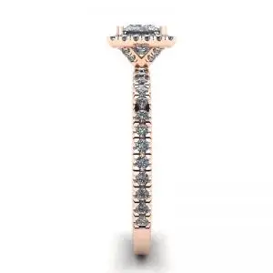 Anillo de compromiso con halo flotante de diamantes de talla princesa en oro rosado - Photo 2