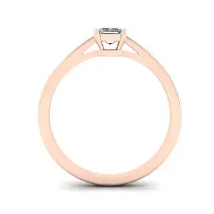 Anillo solitario clásico con diamante de talla esmeralda en oro rosa - Photo 1