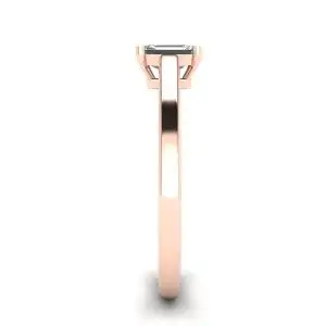 Anillo solitario clásico con diamante de talla esmeralda en oro rosa - Photo 2