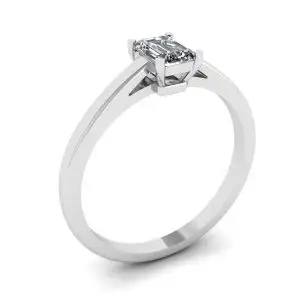 Anillo solitario clásico de diamante de talla esmeralda - Photo 3