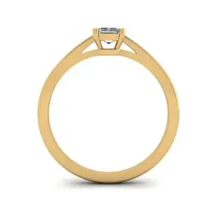 Anillo Solitario Clásico Diamante Talla Esmeralda Oro Amarillo - Photo 1