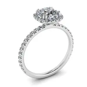 Anillo de compromiso con halo de diamantes de talla cojín - Photo 3