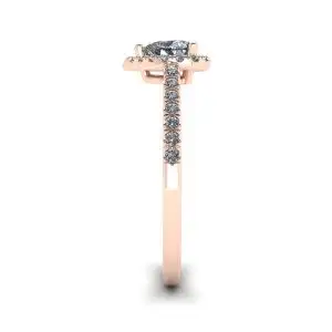 Anillo de compromiso con halo de diamantes y corazón en oro rosa - Photo 2