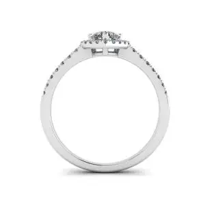 Anillo de compromiso con halo y halo de diamantes en forma de corazón - Photo 1