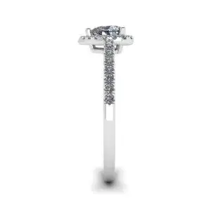Anillo de compromiso con halo y halo de diamantes en forma de corazón - Photo 2