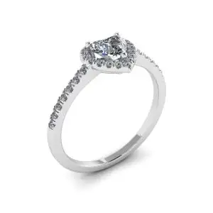 Anillo de compromiso con halo y halo de diamantes en forma de corazón - Photo 3