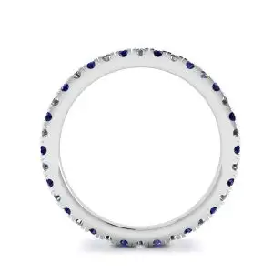 Anillo de eternidad de diamantes y zafiros con pavé Riviera - Photo 1