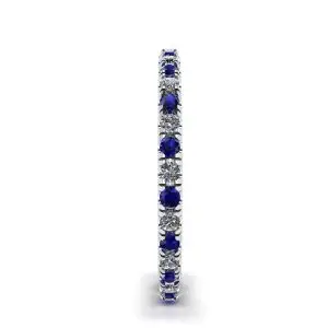 Anillo de eternidad de diamantes y zafiros con pavé Riviera - Photo 2