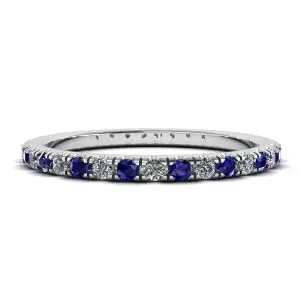 Anillo de eternidad de diamantes y zafiros con pavé Riviera