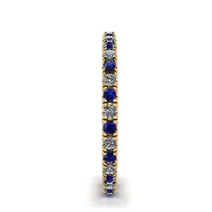 Estilo de anillo de eternidad de diamantes y zafiros con pavé Riviera en oro amarillo - Photo 2