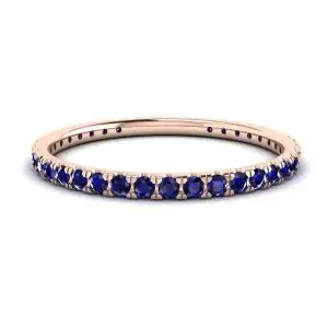 Anillo de eternidad con pavé de zafiros Riviera en oro rosa